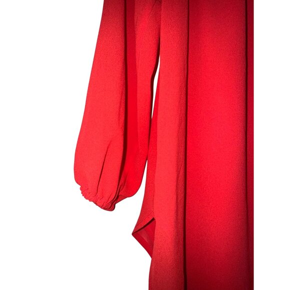 Michael Michael Kors Red Smocked Neck Chiffon Blouse With 3/4 Sleeves XS Womens - Picture 5 of 10